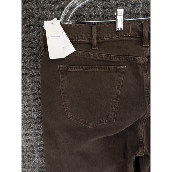 Abercrombie & Fitch Jeans Mens 36x34 Brown Vintage Stretch Straight Preppy NWT - Picture 15 of 16